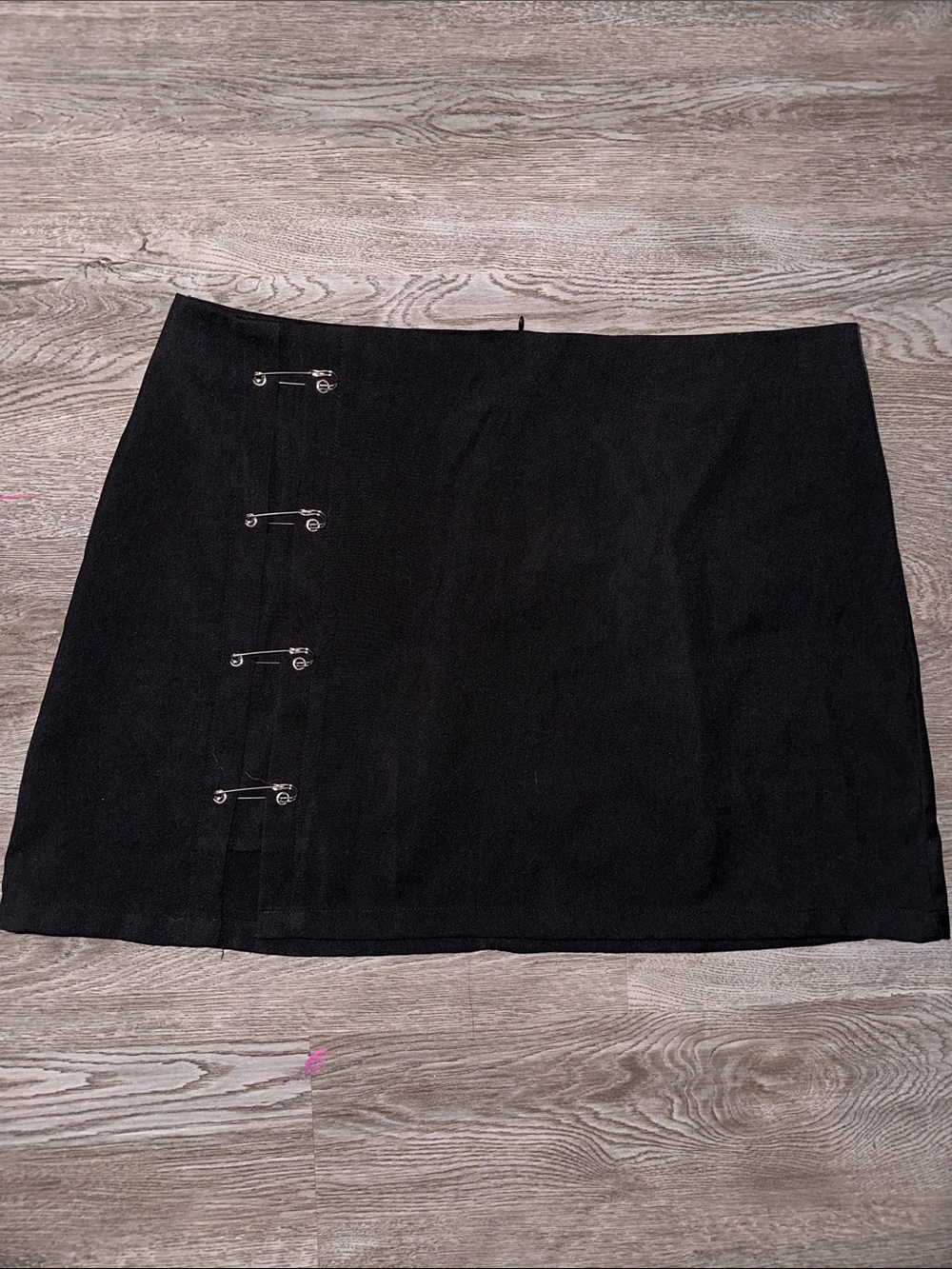 SHEIN Black Mini Skirt with Safety Pin Side Detail